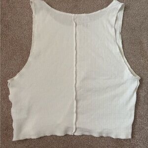 American Eagle Outfitters White Ribbed Crop Tank Top